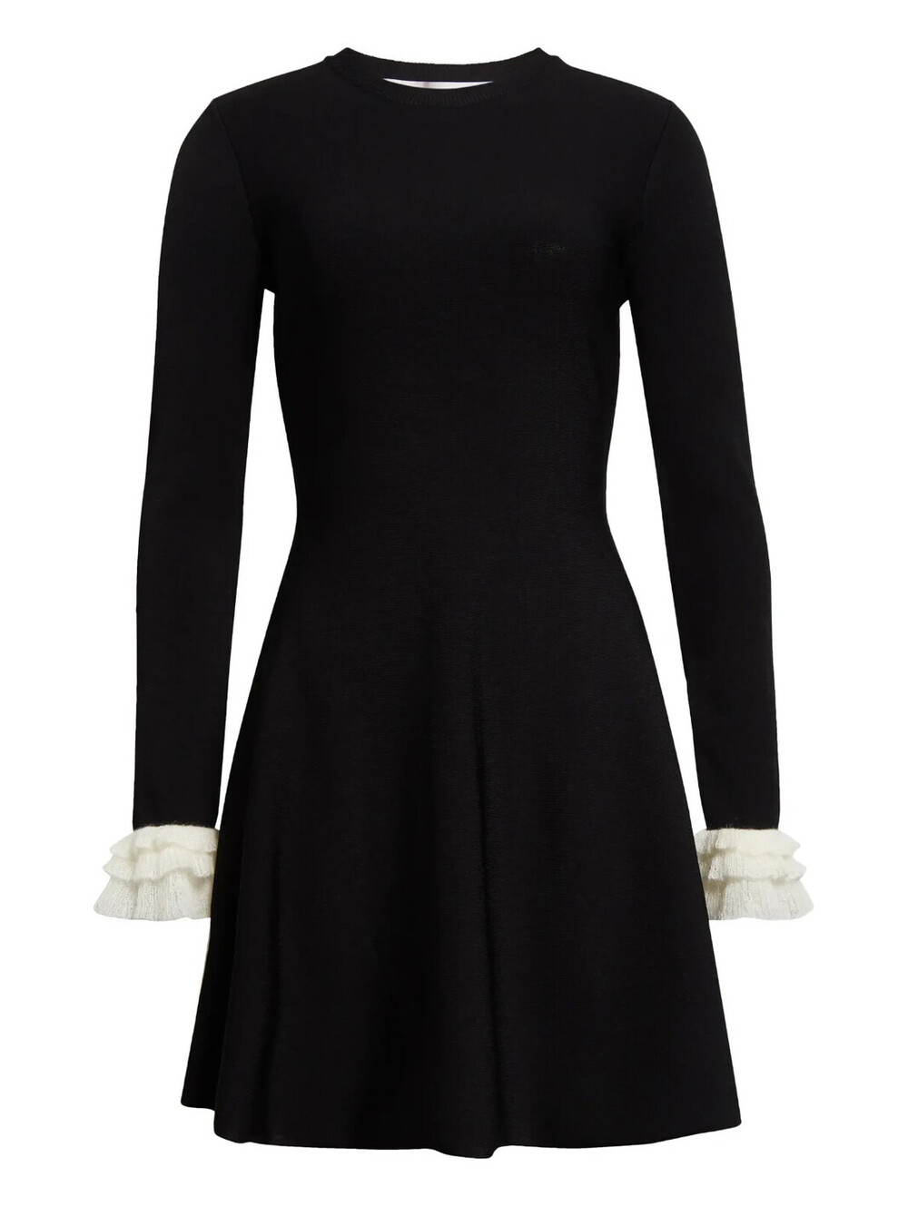 NEW, Valentino Ruffle Cuff Long Sleeve Sweater Dress in Black Sz M #DD80